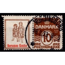 Reklame - 10 øre brun - Børnenes Kontor - AFA 49 - Frimærke - Stemplet.